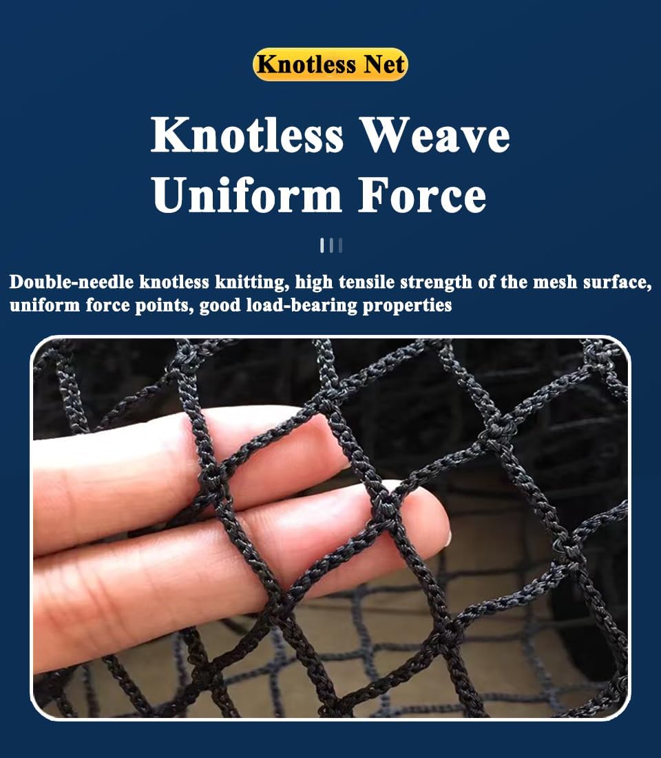 Skiennix Black Safety Rope Net - Knotless Protective Guardrail Net for Kids | 0.5m x 2m (1.64ft x 6.56ft)