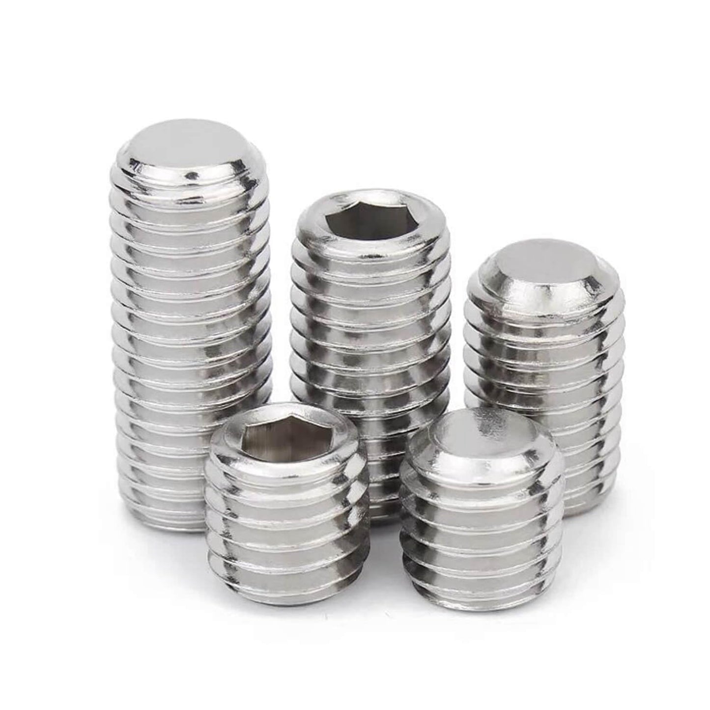 3/8-16 x 1'' (10 Pack) Set Screws, 304 Stainless Steel 18-8, Internal Hex Head Allen Drive Cup Point Screws (with Hex Key Wrench)