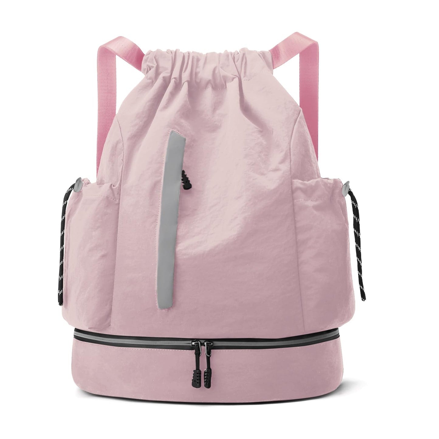 JELUTAR Drawstring Backpack for Men Women Water-Resistant Gym Bag with Shoe Compartment Lightweight String Sport Sackpack for Basketball Soccer Swimming and Travel, Pink