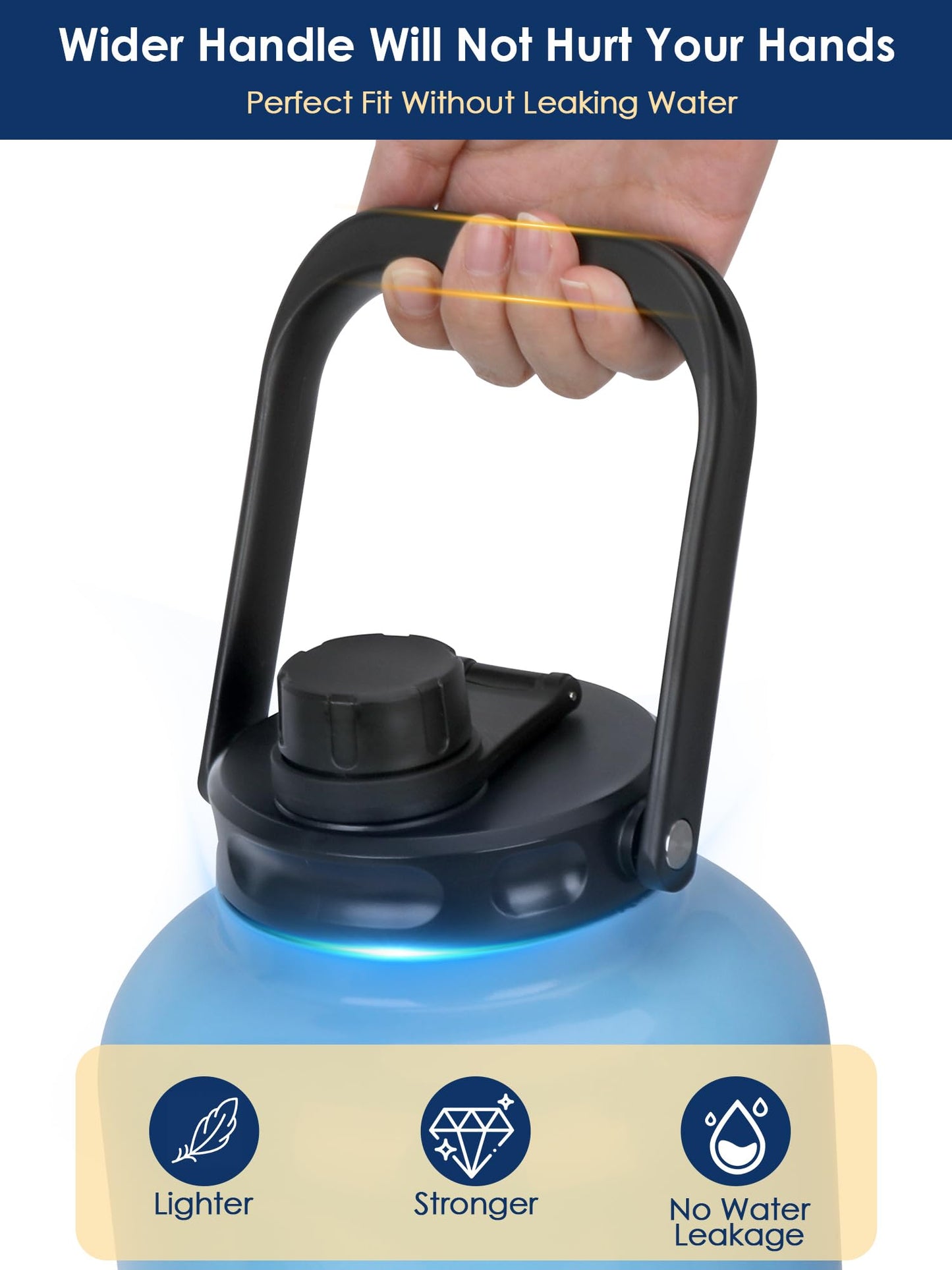 YOUSHARES Jug Lid for RTIC - Improved Replacement Cap Compatible with RTIC One Gallon and Half Gallon Jug BPA Free Sport Bottle Accessories Rubber Grip Thicker Steel and Better Gasket