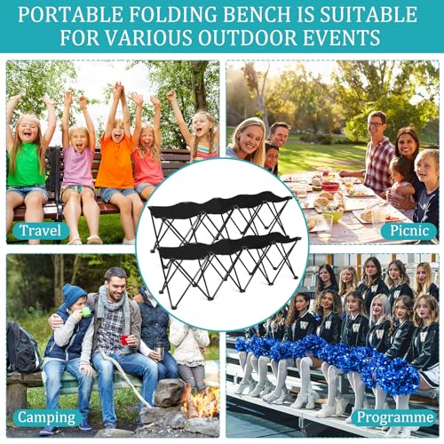 Portable 4-Seat Folding Team Bench with Carry Bag - Black