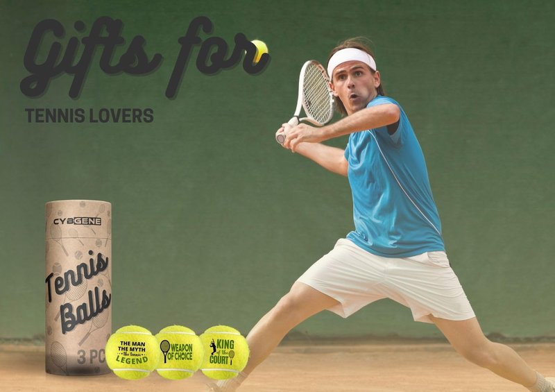 CybGene Tennis Gifts, Set of 3 Unique Tennis Balls with Gift Package, Perfect for Tennis Teammate, Partners - Men