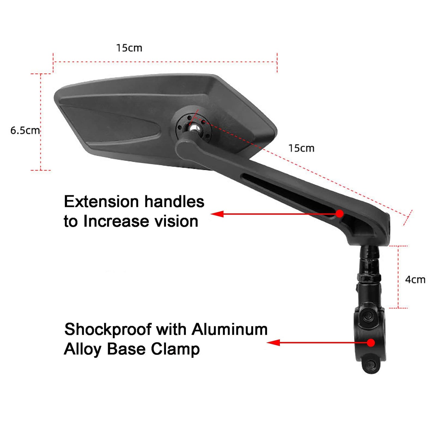 Bike Mirror, Bicycle Mirrors of Handlebars Rotate Rearview Glass Lens, Safe Cycling Bike Rear View Mirror (Diamond)