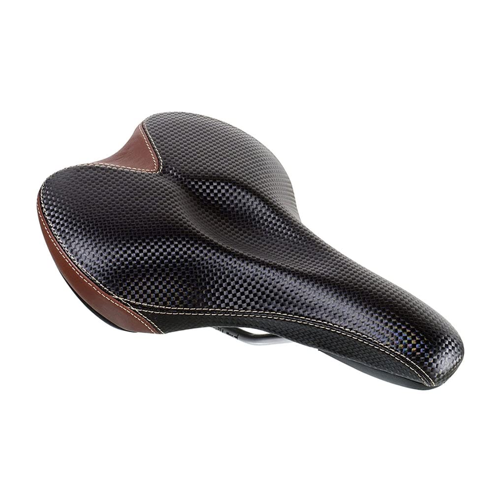 Ergotec Comfort L Bike Saddle, 266x178mm, Steel/PU, Carbon Black/Brown
