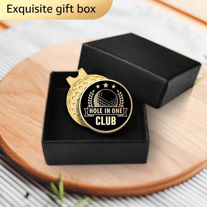 GEYGIE Hole in One Club Black Gold Golf Ball Marker with Magnetic Hat Clip, Golf Accessories for Men Women, Golf Gifts for Men Women Golfer, Birthday Retirement Gifts for Golf Lover Golf Fan?B?