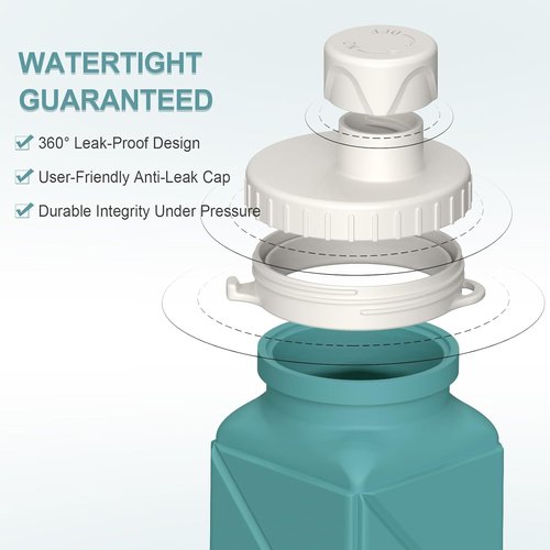 Beautail Collapsible Water Bottle - 20.6oz Silicone Travel Bottle | BPA-Free, Leakproof, Portable (Blue)
