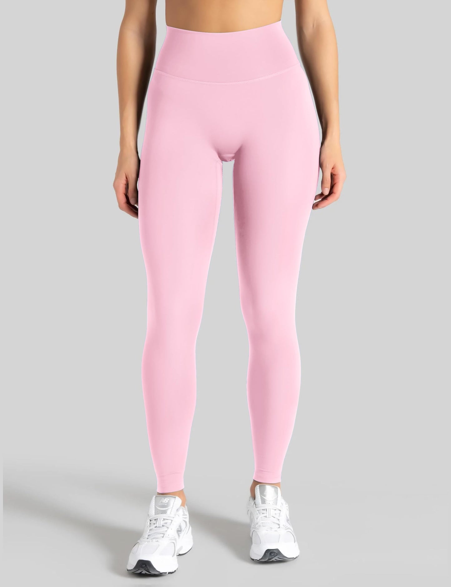 Unthewe Naked-Feel No Front Seam Leggings for Women - High Waisted Buttery Soft Workout Yoga Pants 25"(U810-Pink-L)