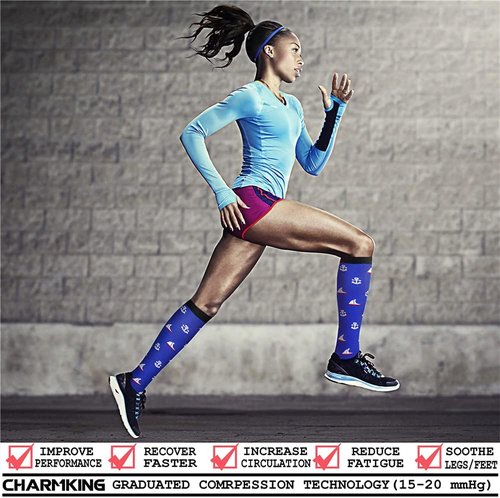 CHARMKING Compression Socks - 15-20 mmHg Circulation Support for Men & Women | 8 Pairs Ideal for Running & Cycling