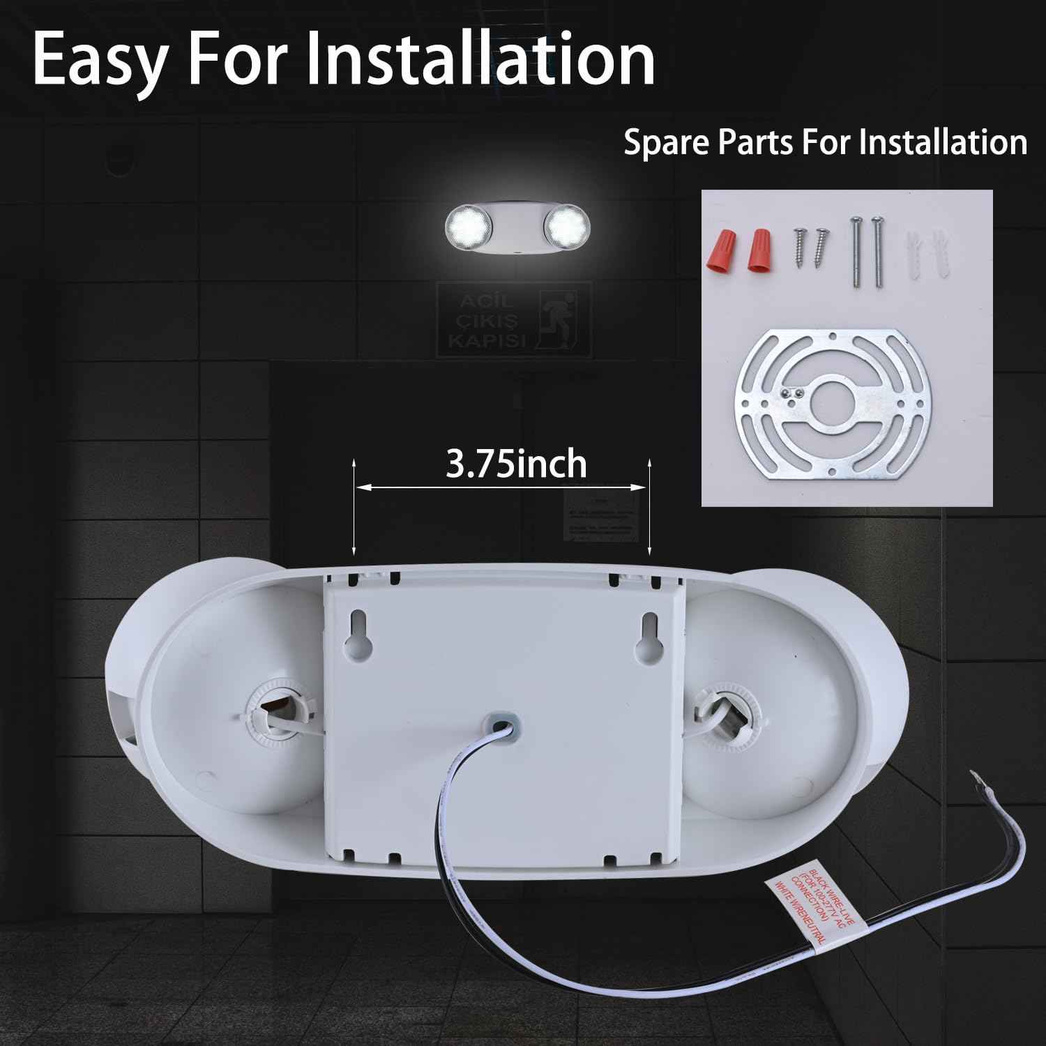 Apmeetlux Emergency Light,200lm 4Hours Battery Backup,Commercial Emergency Exit Lighting for Home Power Failure Outage Office Business Restaurants, Hardwired, UL 924 AC85-277V