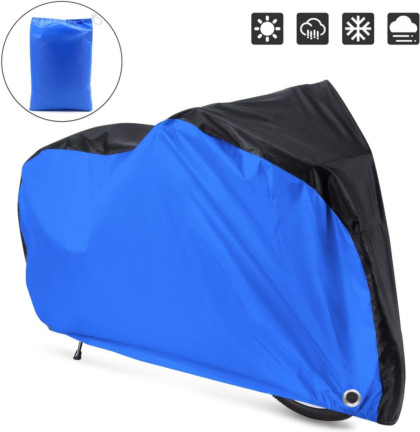 Roctee Bicycle Cover - Waterproof & Dust Resistant | Anti-UV Protection for XL Bikes, 78.7" x 27.6" x 43.3" - Portable & Durable (Black & Blue)