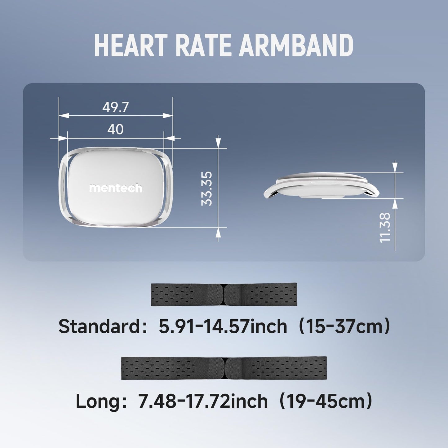 ANT+ Bluetooth Heart Rate Monitor, Portable Arm Heart Rate Monitor, 140 Hours Battery Life, Real Time Monitoring, Custom Interval, Waterproof, Use for Running Cycling Gym, ect (Long)