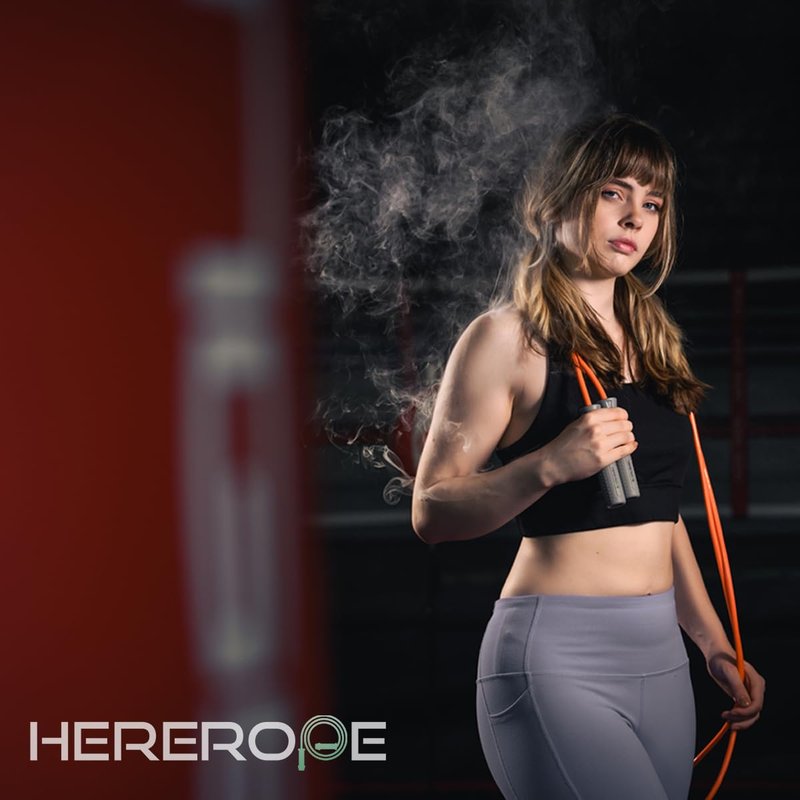 WILLGOO Hererope 1/2lb Adjustable Weighted Jump Rope, Heavy Skipping Rope with Lightweight & Comfortable Grip, Durable Cable, for Men Women, Weight Loss, Cardio Strength Training, Orange