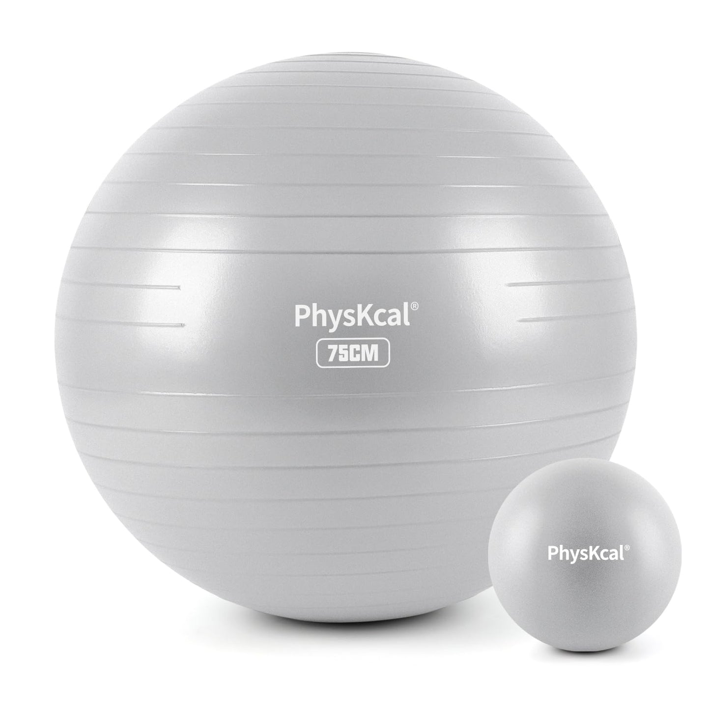 PhysKcal Large Yoga Ball to Relieve Back Pain, Exercise Ball, Swiss Ball for Pilates, Gym, Office Chair, Stability, Physical Therapy (Glacier Gray, L (26-29''/68-75cm))