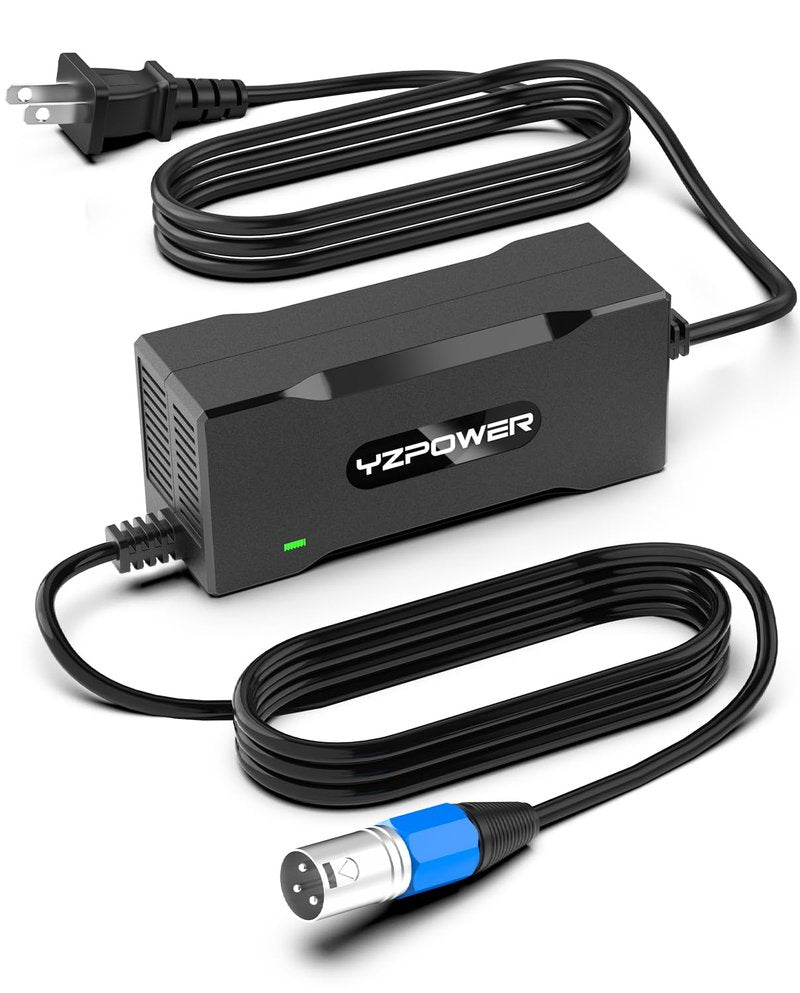 YZPOWER 54.6V 2A Electric Bike Charger, 48V Lithium Battery Charger with Turbo Cooling Fan & Overheat Protection | Fast Charging Power Adapter for E-Bike/Scooter | 3-Pin XLR Connector