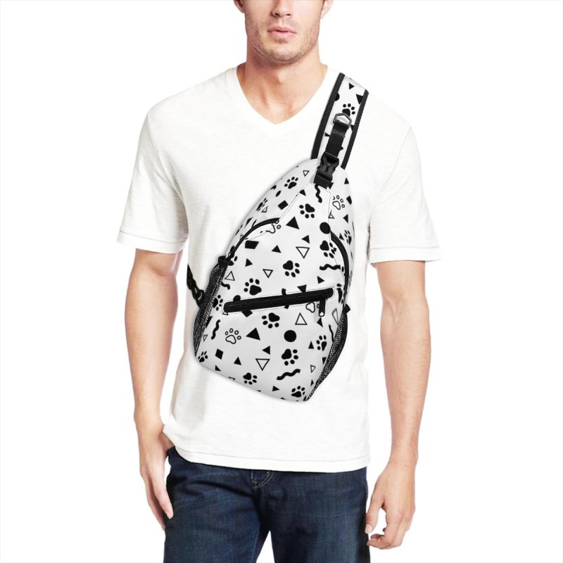 Crossbody Sling Puppy Footprint Pattern Backpack Chest Bag Waterproof Daypack Fanny Pack Cross Body Bag for Women Men Travel Shopping Leisure Sport