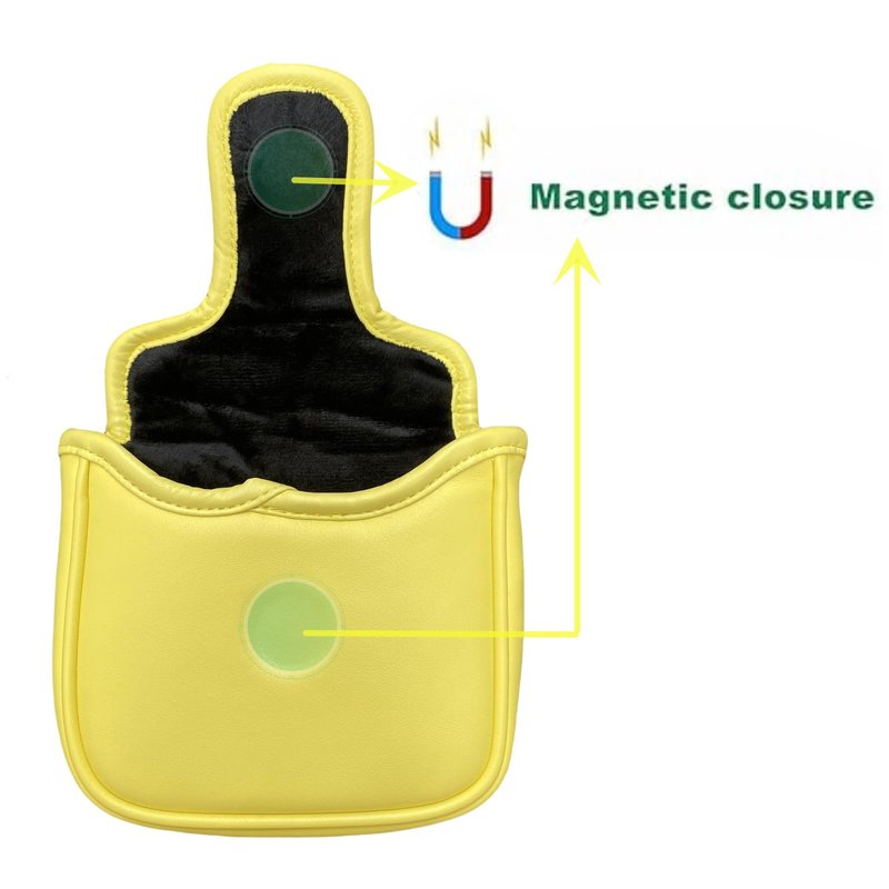 Putter Cover Magnetic Square Mallet Putter Head Cover Yellow Lemon Golf Headcover, Great Golf Gifts for Men or Women Golfer, PU Leather Golf Club Protective Cover Case