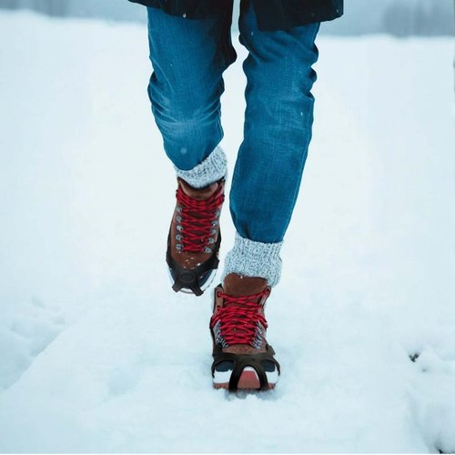 Upgraded Tungsten Crampon, Fashion Ice & Snow Grips with Fluorescent for Shoes and Boots, Removable Shoe Traction for Hiking, Jogging in Winter Outdoor(M/L)