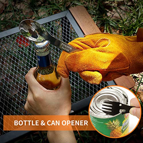 5-in-1 Tactical Spork - Stainless Steel Camping Utensil, Black