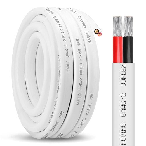 Marine Grade 6 AWG Duplex Wire - 50ft Tinned Copper Electrical Cable for Boats & RVs