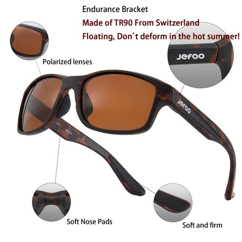 Jefoo Sports Polarized Sunglasses for Men Driving Cycling Fishing Sun Glasses UV400 Protection Floating Sunglasses