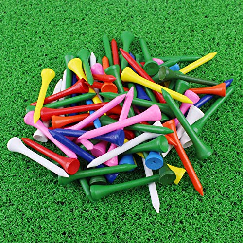 Deluxe Wood Golf Tees - 2 1/8" Length, 100pcs, Mixed Color