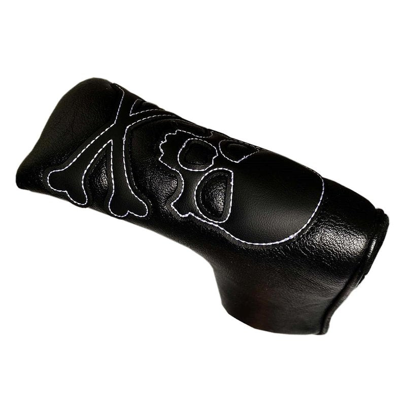 Skull Black Golf Blade Putter Head Cover Headcover Magnetic - Cool Golf Putter Cover Club Protective Case for Men - Synthetic Leather Putter Headcover