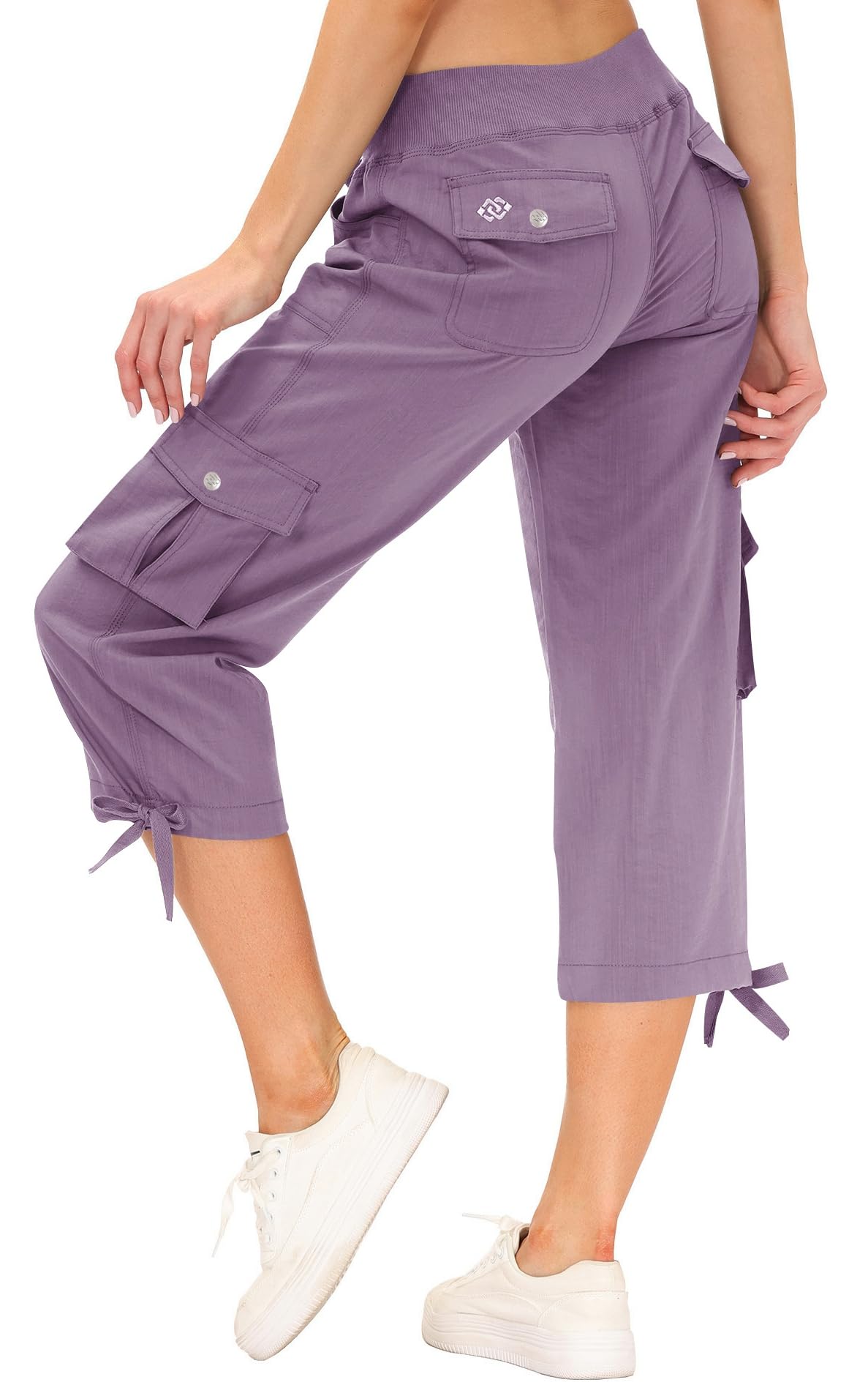 MoFiz Cargo Capri Pants for Women Lightweight Quick Dry Summer Capris for Hiking Travel Casual Pink Purple 4XL