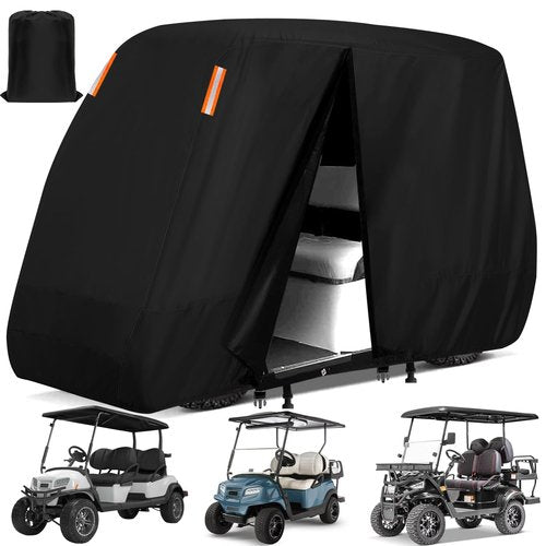 Golf Cart Cover 2/4 Passenger,Waterproof Outdoor Golf Cart Covers Extended Roof Heavy Duty Weatherproof Universal Fits for Club Car,EZGO,Yamaha,Cushman, Evolution,Kandi,Tomberlin-115Lx52Wx66H Inch