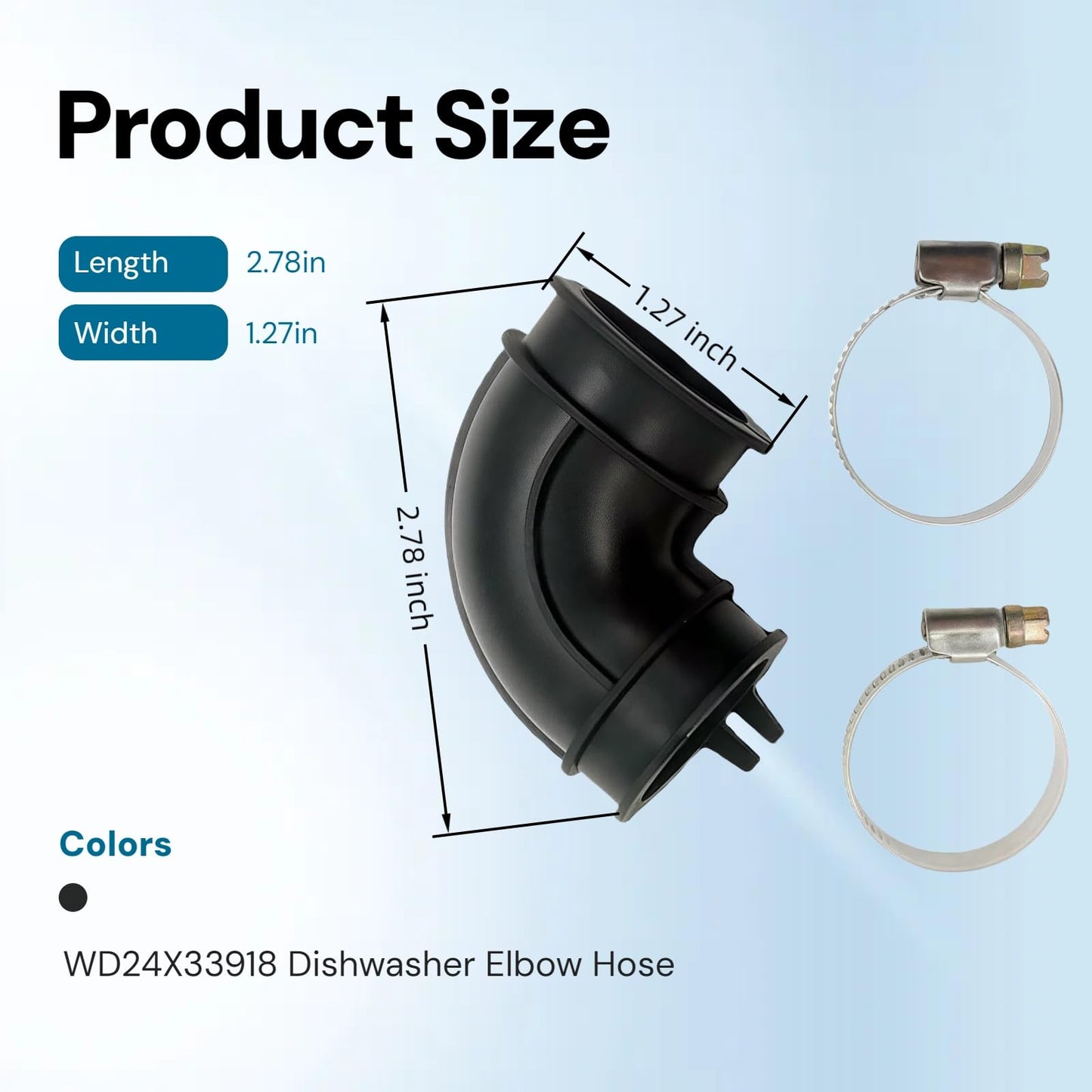 Upgrade WD24X33918 compatibility WD19X25460, WD19X25700 Dishwasher Circulation Pump To Sump Elbow Hose and Clamps Kit Includes Two Clamps For some GE dishwasher