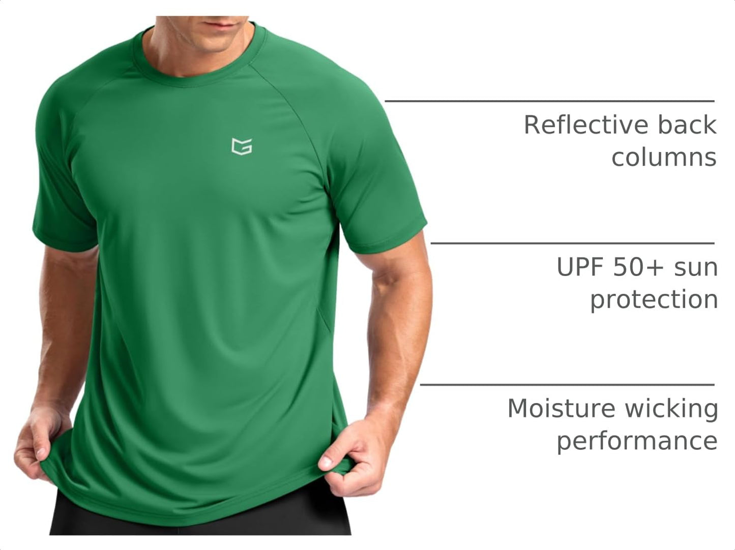 G Gradual Men's Athletic Workout T-Shirts Moisture Wicking Cooling Running Shirts Short Sleeve Performance Tee for Gym Tennis(Green,4XL)