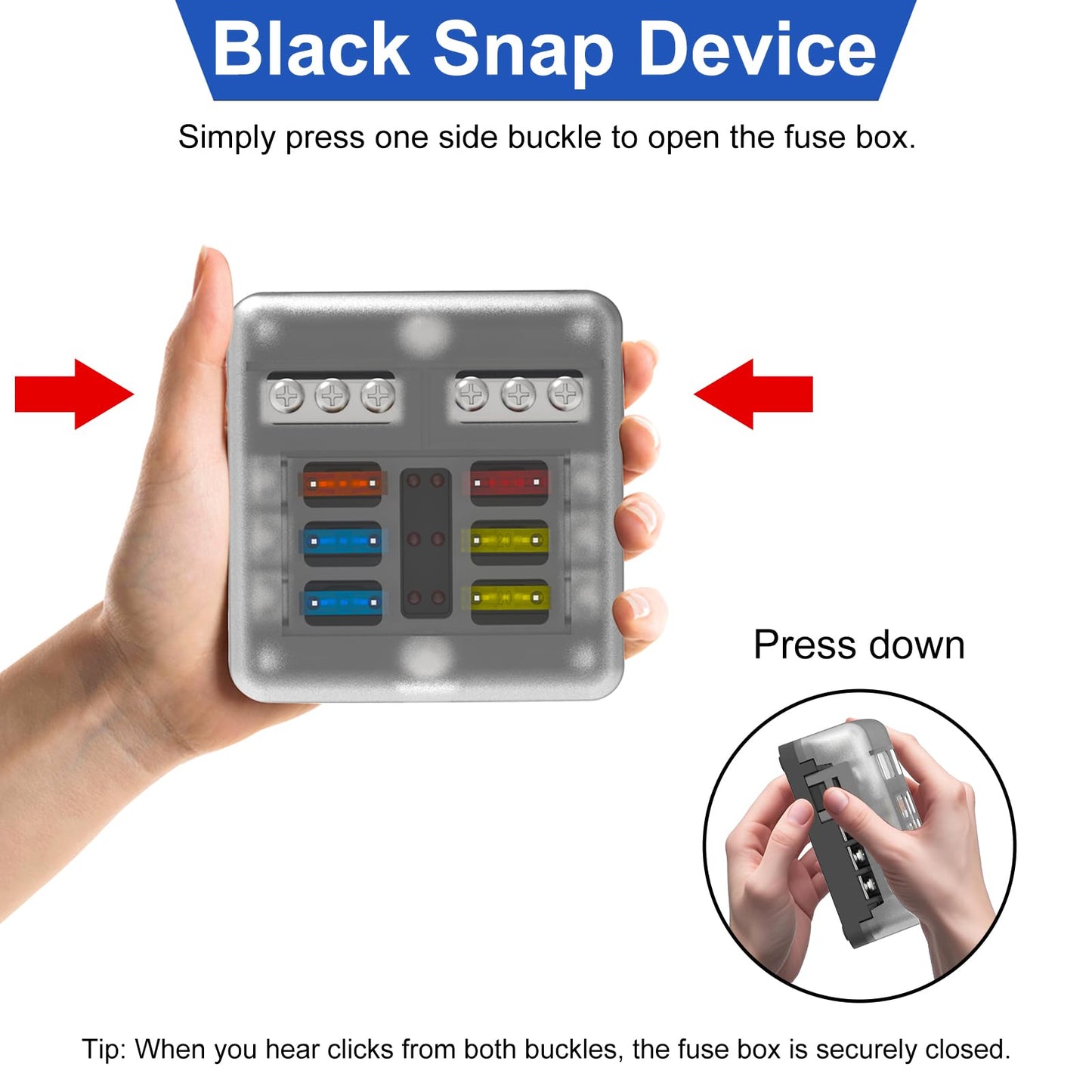 UCkasayfy 6 Way Fuse Block Box 12V/24V DC, ATC/ATO Fuse Panel with LED Indicator for Marine Boat Automotive Motorcycle