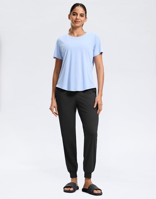G Gradual Women's High-Waisted Joggers - Tapered Sweatpants with Zip Pockets for Gym & Travel