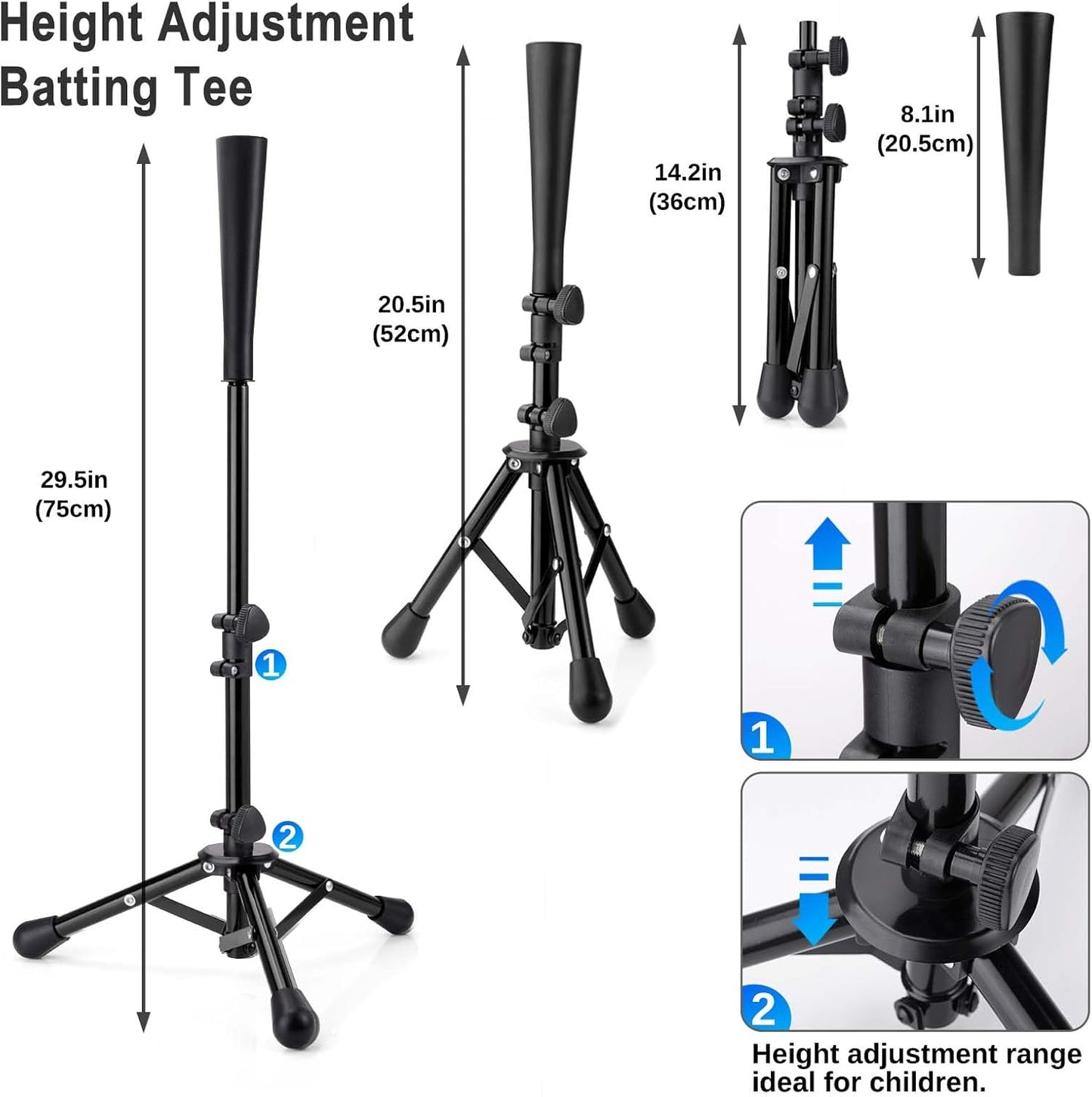 Skiennix Youth Baseball Tee - Adjustable Batting & Softball Stand | Height 20.5-30.2 Inches