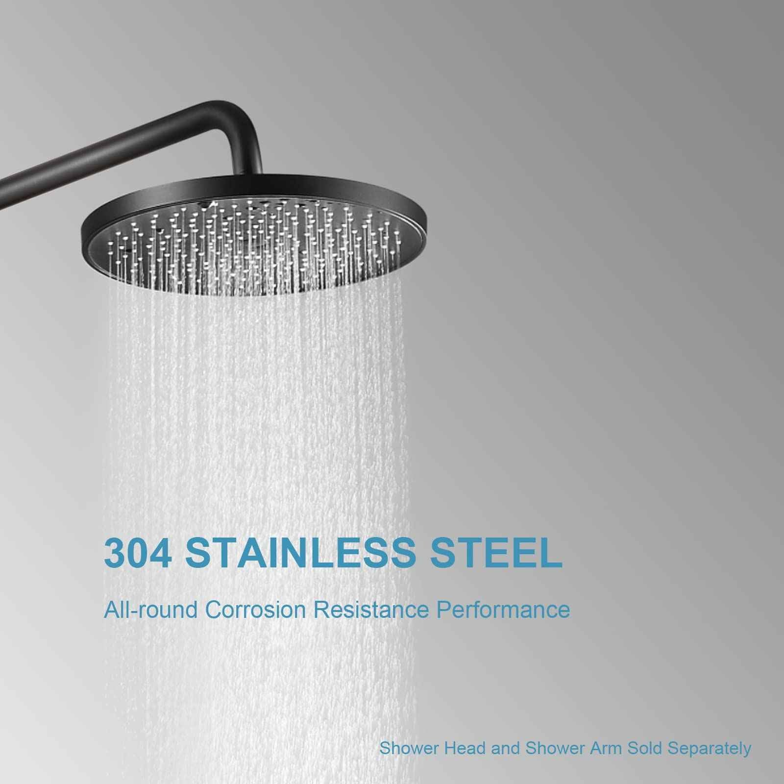 OFFO Shower Arm with Flange, 12 in Oil Rubbed Bronze Wall Mount Replacement Angle Shower Head Arm Wall-Mounted For Fixed Shower Head & Handheld Showerhead