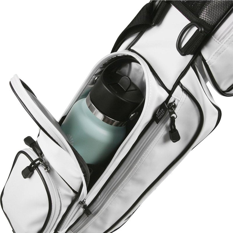 Orlimar Pitch 'N Putt Elite Synthetic Leather Sunday Golf Bag with Stand for Men & Women, White/Black, Small Lightweight Par 3, Driving Range Golf Bag for a Few Clubs Carry Handle Rain Hood Cover