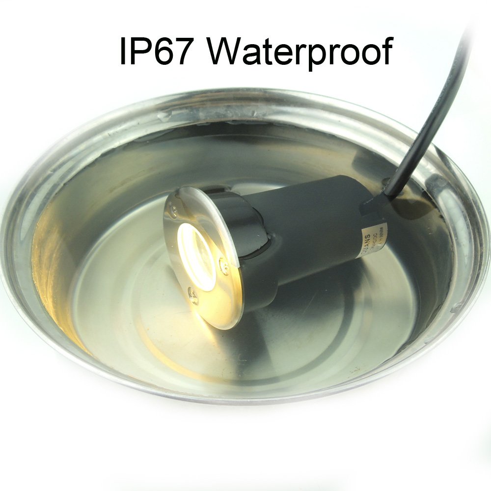 QUANS 3W Watt Warm White 12V 24V DC AC Low Voltage in Ground Well Outdoor LED Light, in-Ground Landscape Lighting Spotlight for Deck, Step, Pathway, Driveway, Garden, Yard, Patio,12 Pack