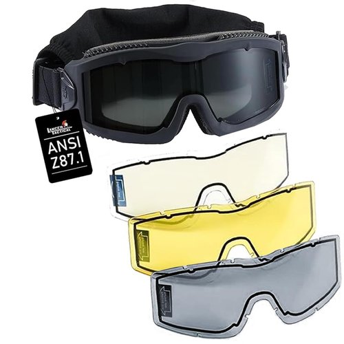 Lancer Tactical AERO Airsoft Tactical Safety Goggles ANSI Z87.1, 3mm Dual Pane Anti-Fog Lens for Hunting, Paintball, Cycling