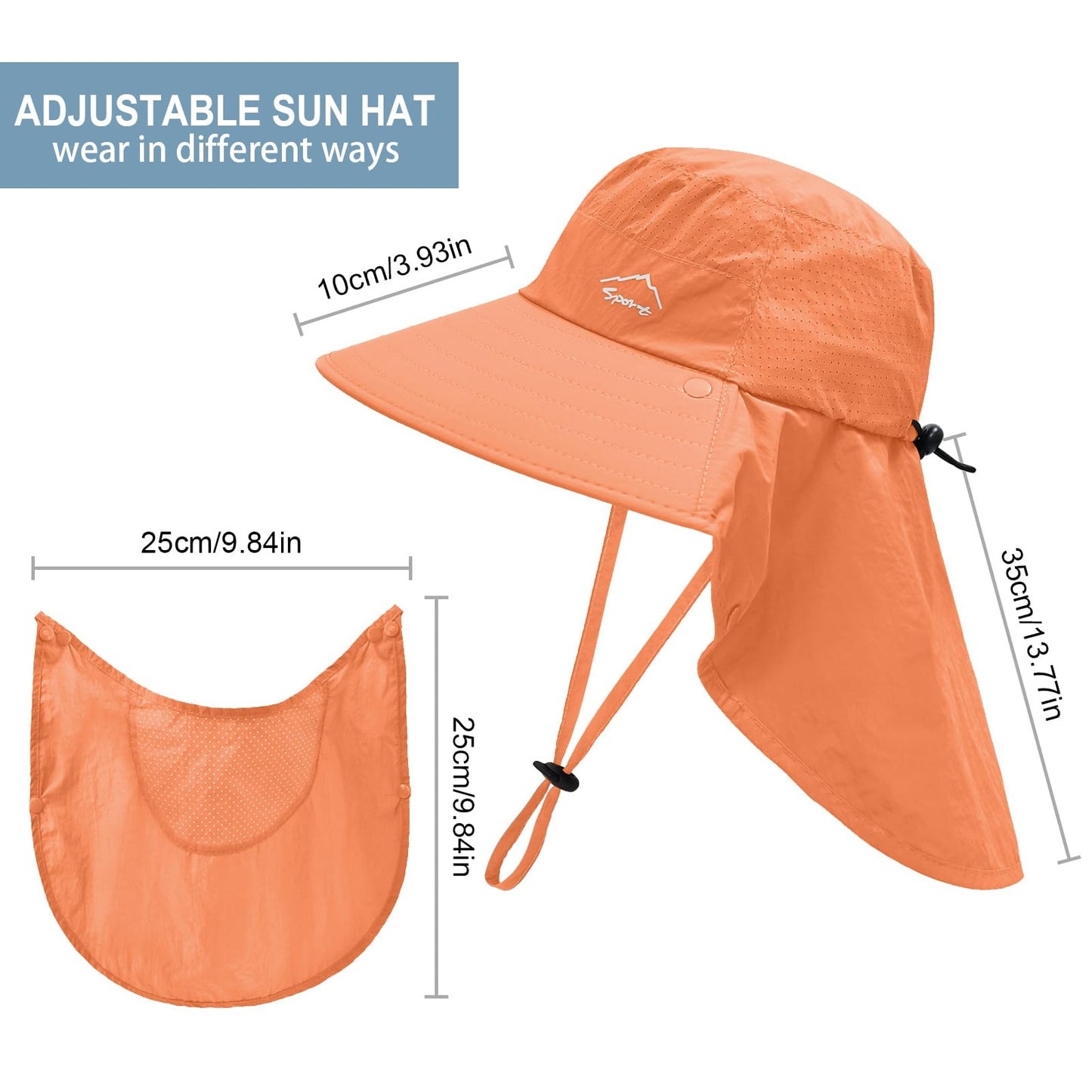 Sun Hat for Men Women with Neck Flap,UPF 50+ UV Protective Hiking Fishing Hats,Wide Brim Sun Hat for Women&Men