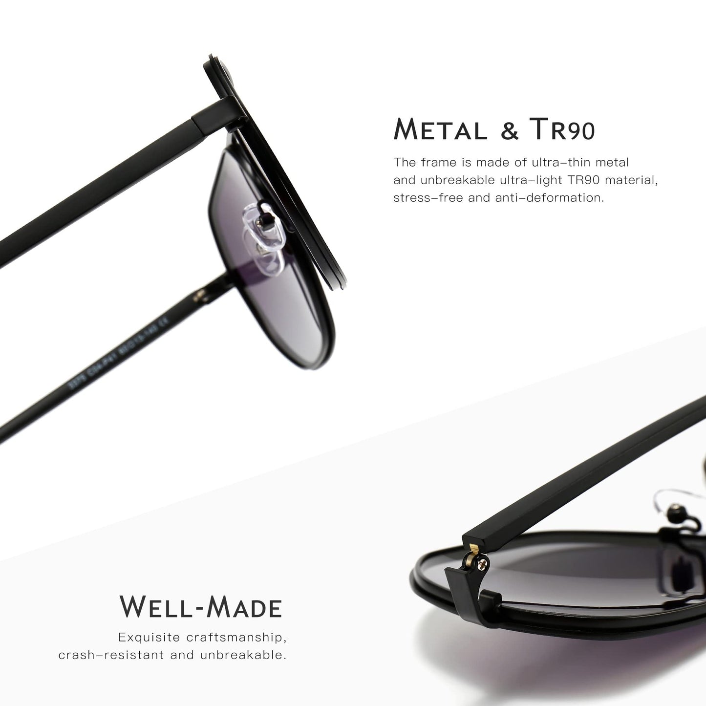SUNGAIT Polygon Aviator Sunglasses for Men Polarized Trendy Square Sun Glasses Retro Pilot Shades UV Protection