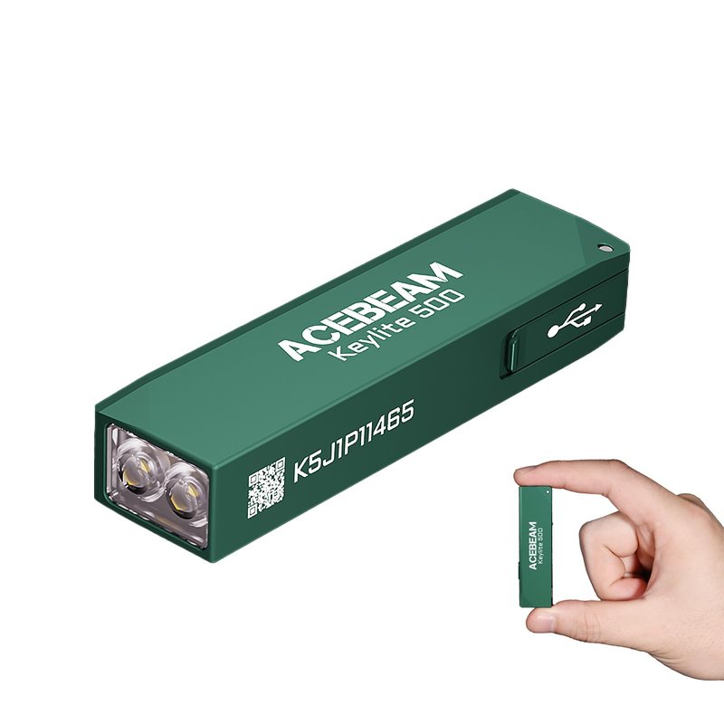ACEBEAM Keylite 500 High Lumens Keychain Flashlight Rechargeable, Ultra-Compact Flat Pocket EDC Flashlight with Dual LEDs, 6 Modes, Type-C Charging, Small MINI Flash Light for Emergency, Home, Outdoor
