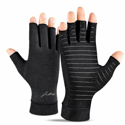 Dr. Arthritis Copper Arthritis Compression Gloves for Women and Men, Carpal Tunnel Gloves, Hand Brace for Arthritis Pain and Support (Medium Black)