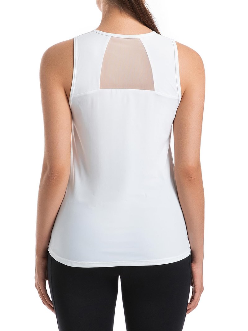 Velupalone Women's Sports Tank Top Sleeveless Workout Yoga Fitness Gym Summer Top Quick-Drying Shirt Lightweight Running (US, Alpha, Large, Regular, Regular, White)