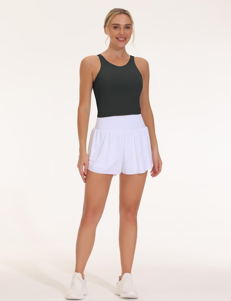 THE GYM PEOPLE Women's Sports Bra Sleeveless Workout Tank Tops Running Yoga Cropped Tops with Removable Padded Charcoal Grey