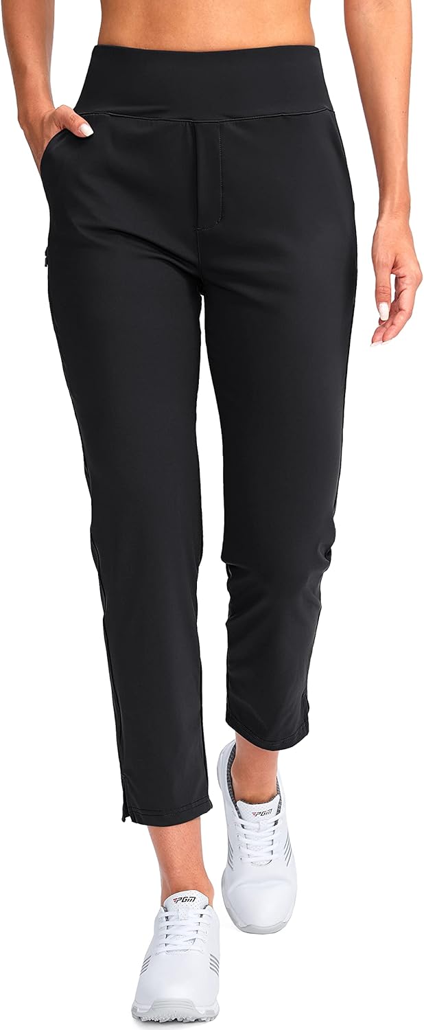 YYV Women's Golf Pants - Stretch High Waist Ankle Pants with Pockets for Yoga & Casual Wear