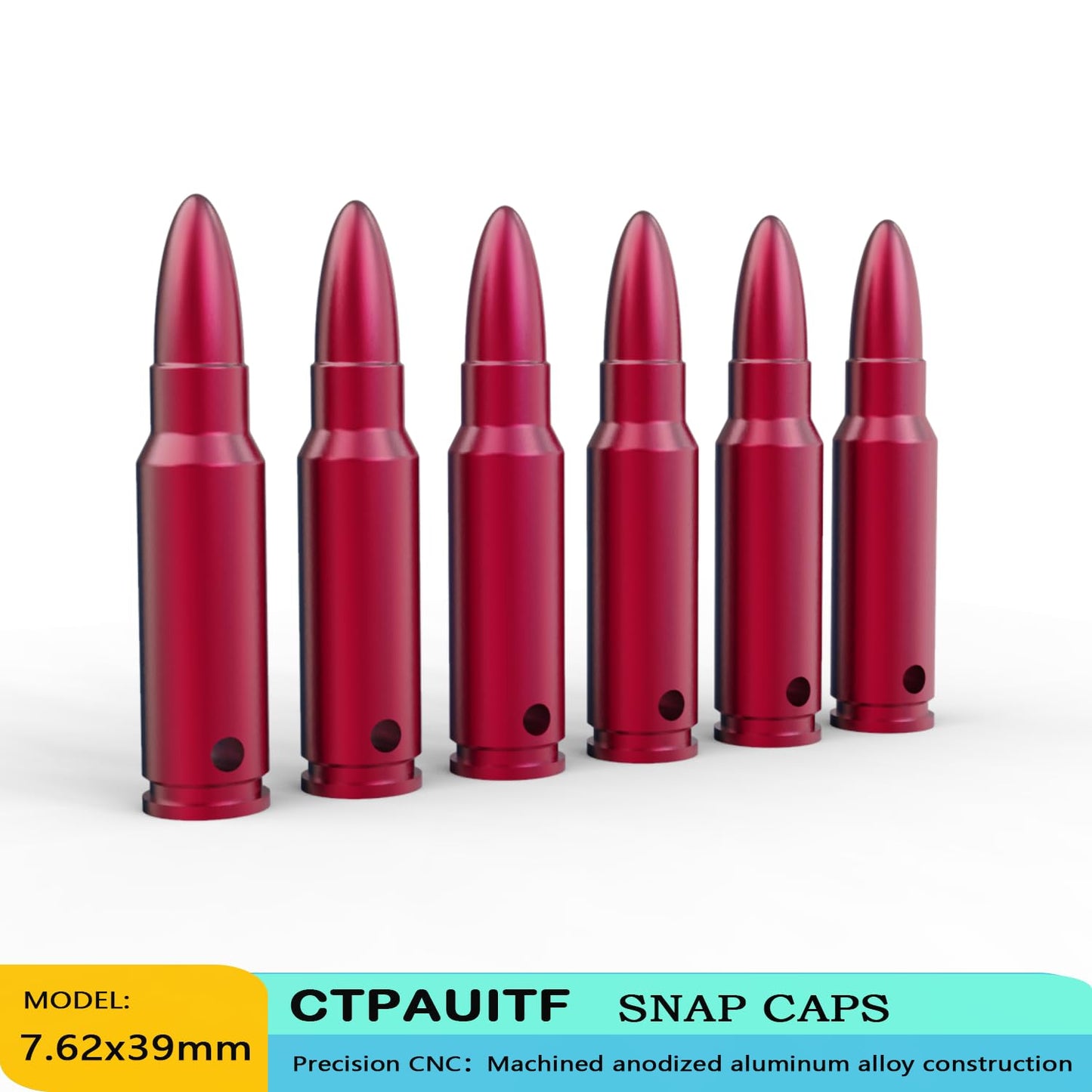 CTPAUITF Training Snap Caps Dummy Rounds, Durable CNC-Machined Aluminum Alloy Safe for Handling Drills & Dry Fire Practice, Ideal for Shooting Skill Training.