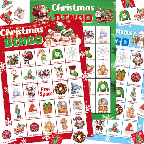 Christmas Bingo Game for 24 Players - Cute Holiday Edition