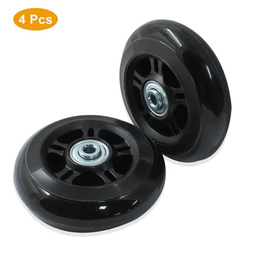 Zorveiio 4 Pack 45mm x 18mm Suitcase Replacement Wheels Lnline Skate Wheels Travel Bags Caster Rubber Wheels Luggage Wheels with Accessories, Black