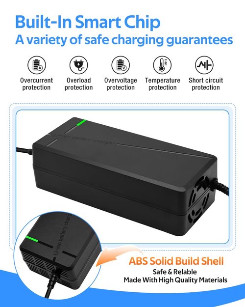 42V 3A/5A Charger Charging Speed is 100% Faster Than 1.5A and 50% Faster Than 2A,6 Plug Suitable for Various Lithium Batteries, Such as Lawn Mower and Wheelchair Lithium Batteries, etc. (3A-6 Plugs)