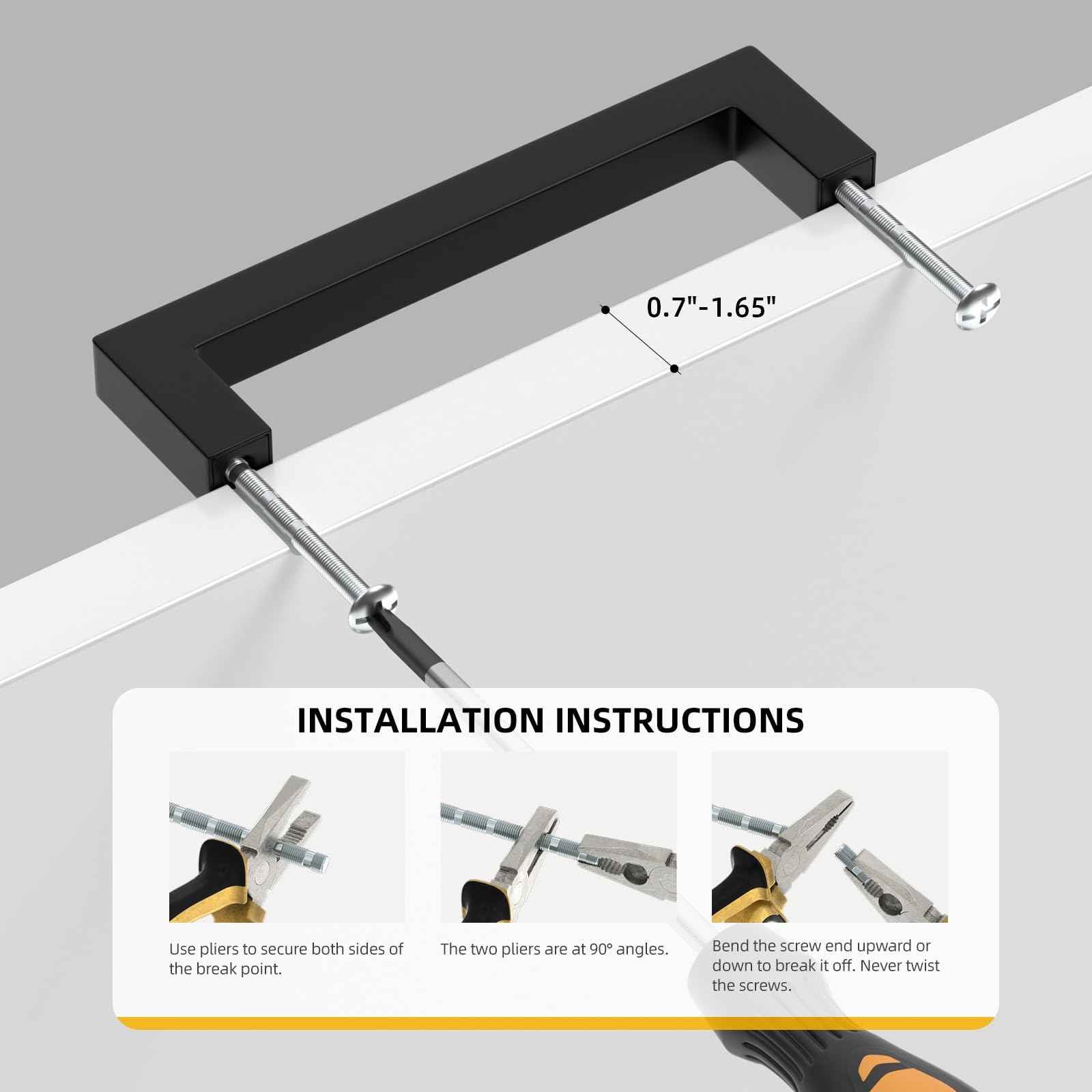 goldenwarm 45 Pack 4 Inch Black Cabinet Handles Matte Black Drawer Pulls Stainless Steel Cabinets Hardware Square Bar Modern for Kitchen Bathroom Cupboard