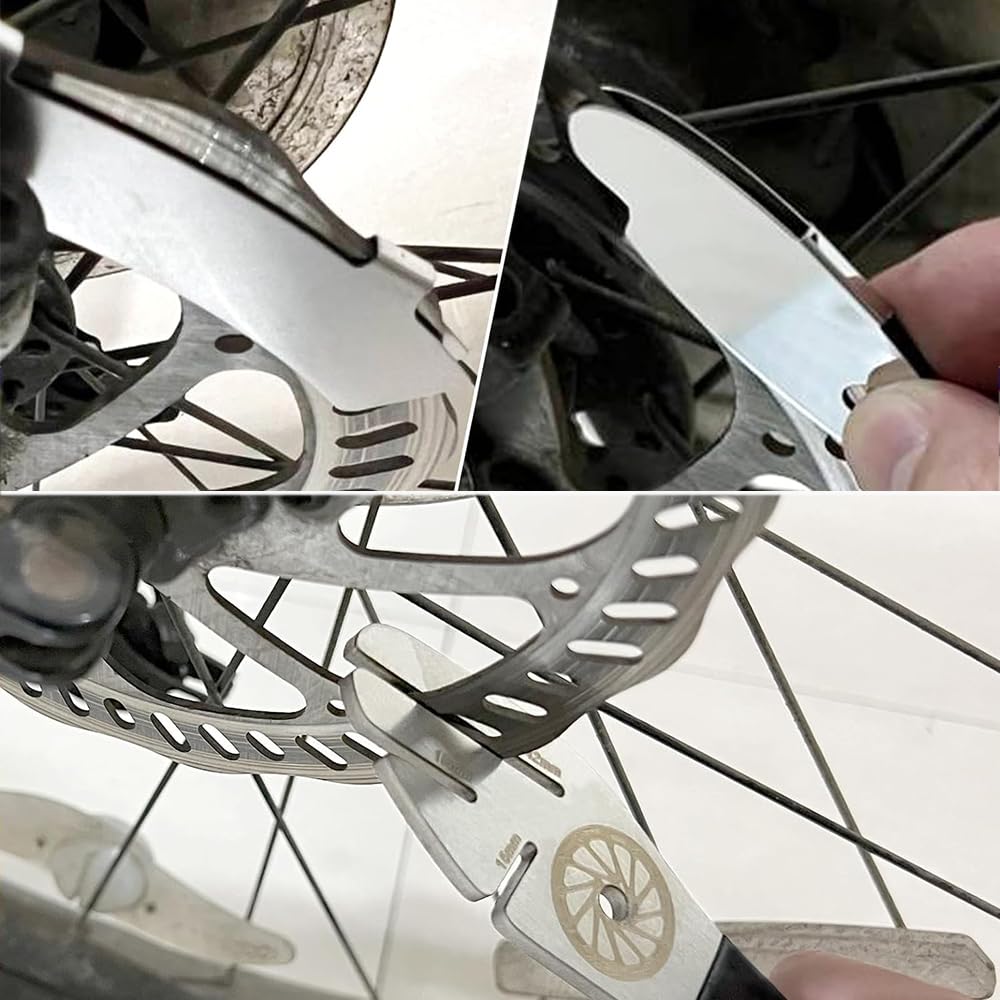 LHMYTREE Rotor Truing Fork Bike Disc Alignment Tool Bicycle Brake Wrench,3 Slot Bicycle Brake Wrench,and 8 PCS Bicycle Disc Brake Pads Adjusting Tool (Arc and Ellipse Shape),Used for Mountain Bikes.